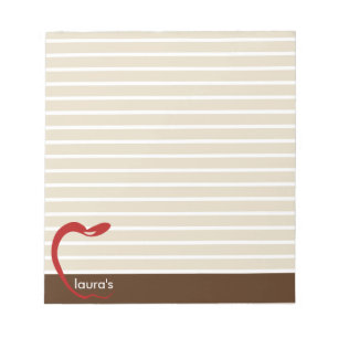 Red Apple Teacher Personalised Striped Notepad