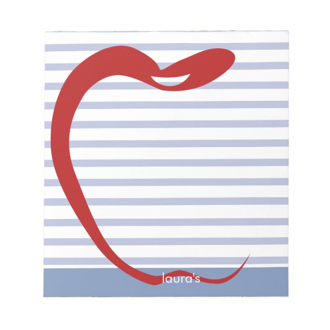 Red Apple Teacher Personalised Striped  Notepad (Front)