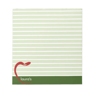 Red Apple Teacher Personalised Striped Notepad