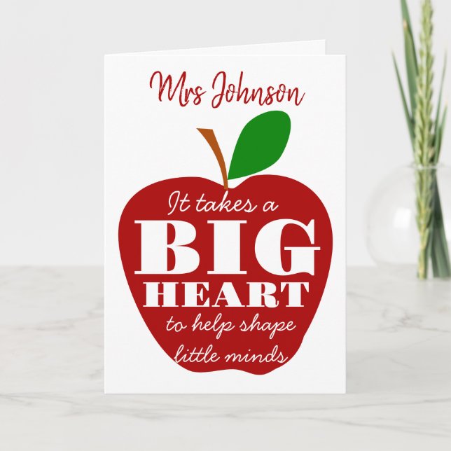 red apple Teacher thank you retirement Nursery Card (Front)