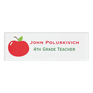Red Apple Teacher's Custom Name Tag