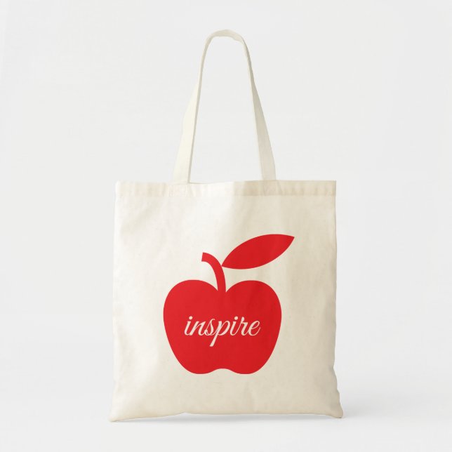 Red Apple Teachers Inspire Tote Bag (Front)