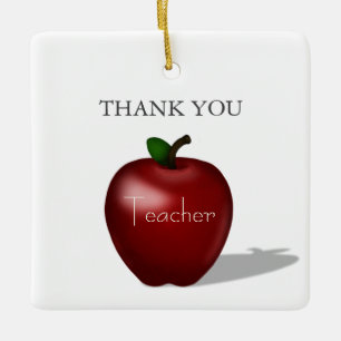 Red Apple "Thank You Teacher" Personalised Message Ceramic Ornament