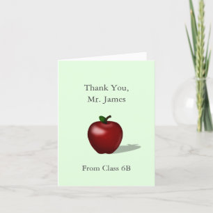 Red Apple "Thank You Teacher" Personalised School Thank You Card