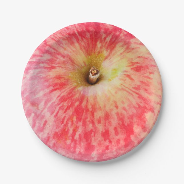 Red apple top view paper plate (Front)