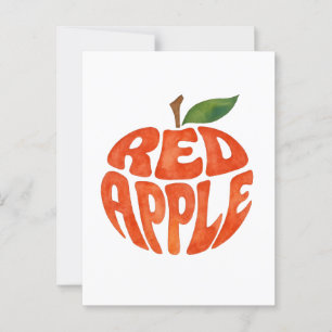 Red Apple Typography Art, Apple Postcard
