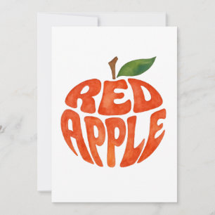 Red Apple Typography Art, Apple Thank You Card