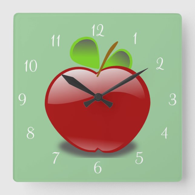 Red Apple Wall Clock (Front)