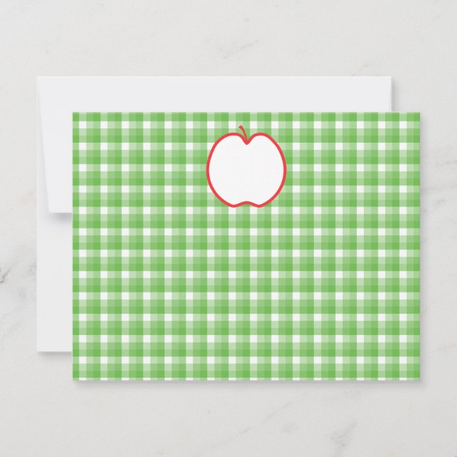Red Apple. With Green and White Check Background. (Front)