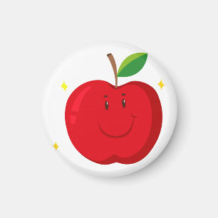 Red Apple with Happy Face Magnet