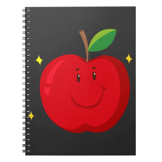Red Apple with Happy Face Notebook (Front)