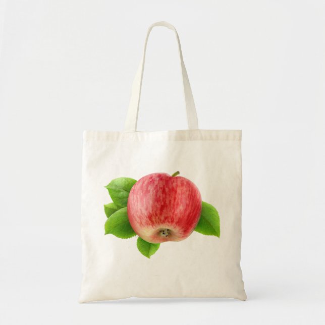 Red apple with leaves tote bag (Front)
