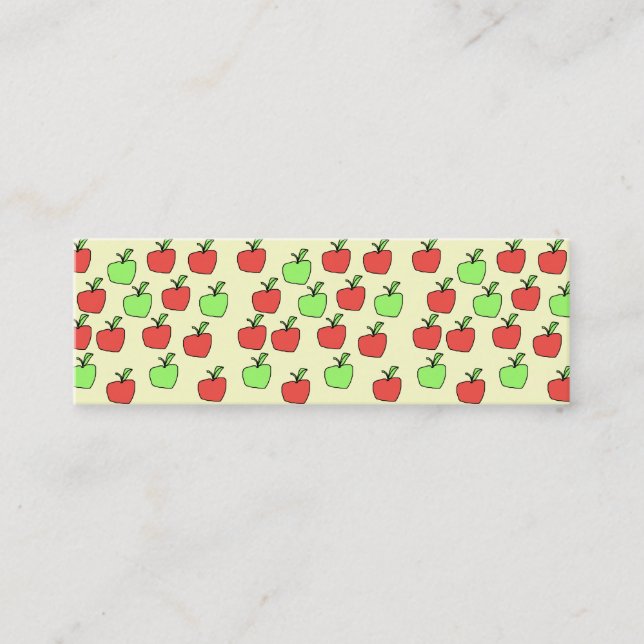 Red Apples and Green Apples, Pattern, on Cream. Mini Business Card (Front)
