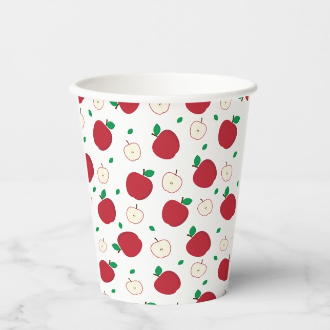 Red Apples and Halved Apples Paper Cups (Front)
