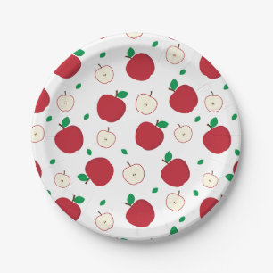 Red Apples and Halved Apples Paper Plate