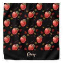 Red apples and leaves on black