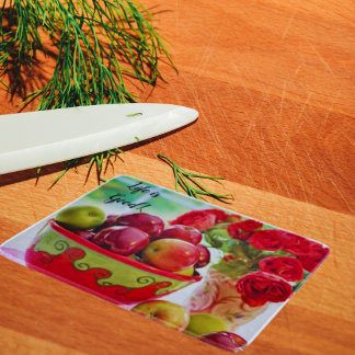 Red Apples and Roses Life is Good  Cutting Board