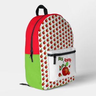 Red apples back to school printed backpack