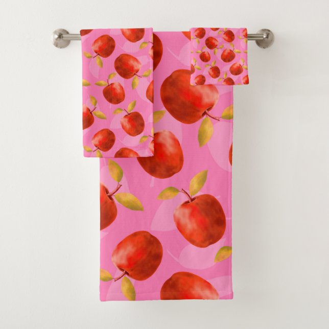 Red apples bath towel set (Insitu)