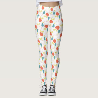 Red Apples & Blue Pears Pattern Leggings