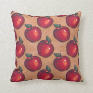 Red Apples Brown Cushion