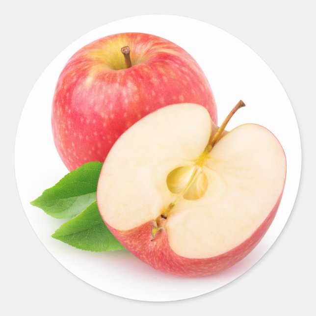 Red apples classic round sticker (Front)