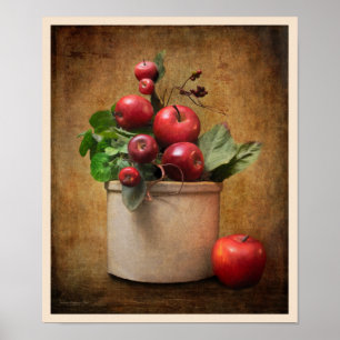 Red Apples Crock Still Life Poster