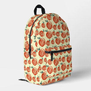 Red Apples Doodle Pattern Printed Backpack