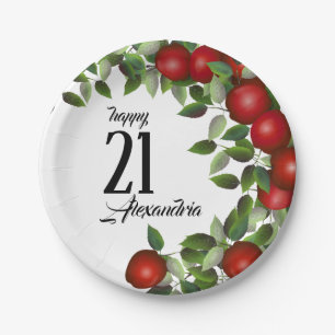 Red Apples Fruit Birthday Paper Plate