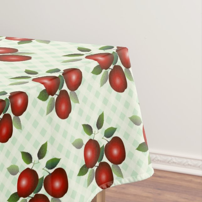 Red Apples Fruit Gingham Tablecloth (In Situ)