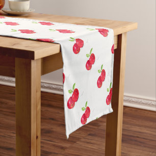 Red apples fruits gardener watercolor food  short table runner