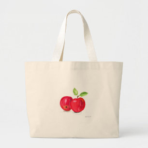 Red apples fruity painting gardener gift large tote bag