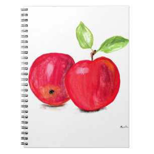 Red apples fruity painting gardener gift notebook