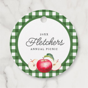 Red Apples & Green Gingham Custom Favour Tags