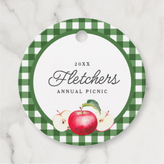 Red Apples & Green Gingham Custom Favour Tags