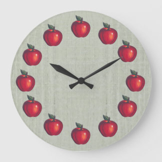 Red  Apples Green Large Clock