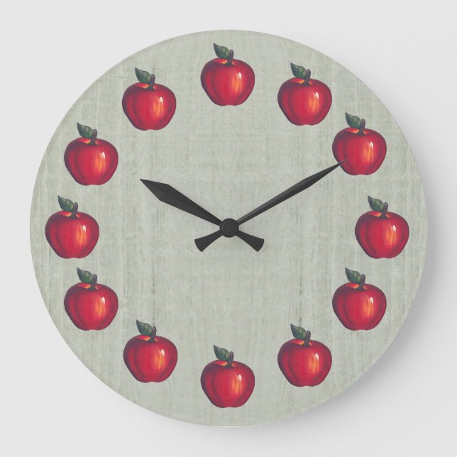 Red  Apples Green Large Clock (Front)