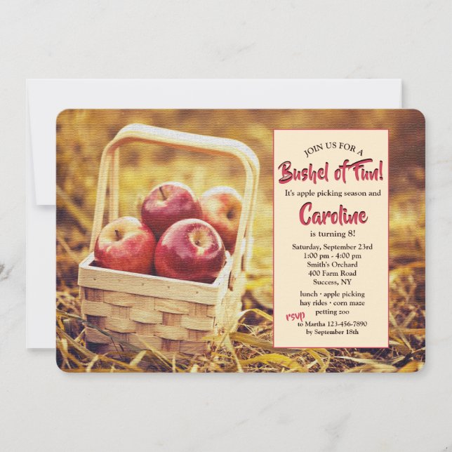 Red Apples in a Basket Invitation (Front)