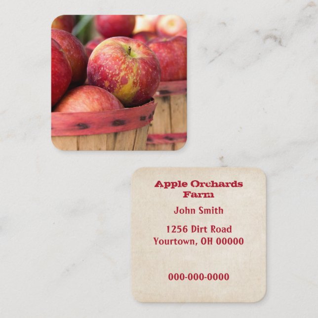 Red Apples In Basket Square Business Card (Front/Back)