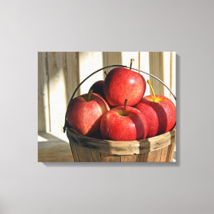 Red Apples in Bushel Basket Canvas Print