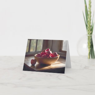 Red Apples In Wooden Bowl Note Card