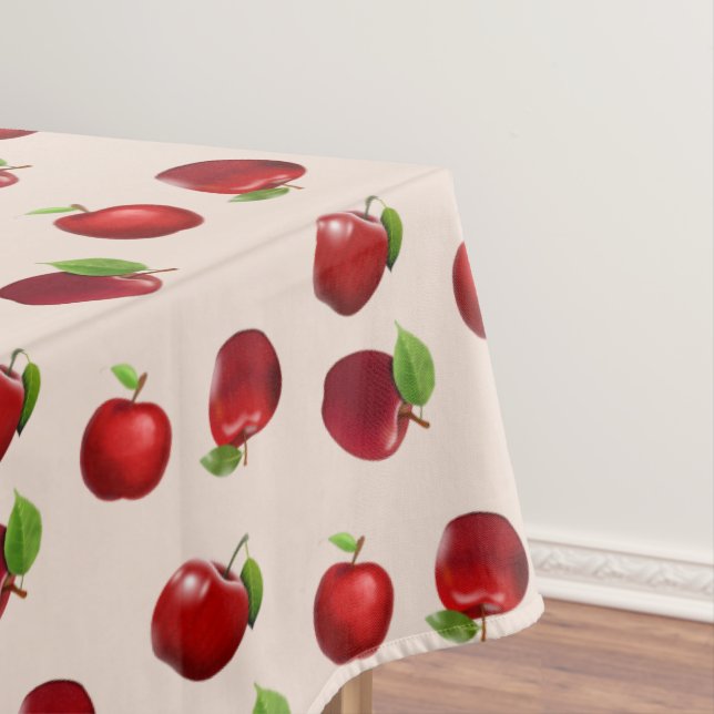 Red Apples on Light Beige Tablecloth (In Situ)