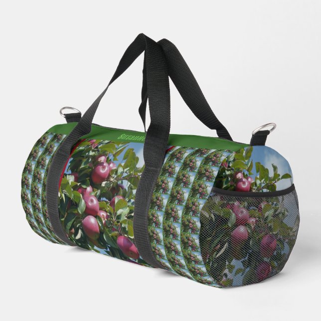 Red Apples On The Tree Country Personalised Duffle Bag (Right Corner)