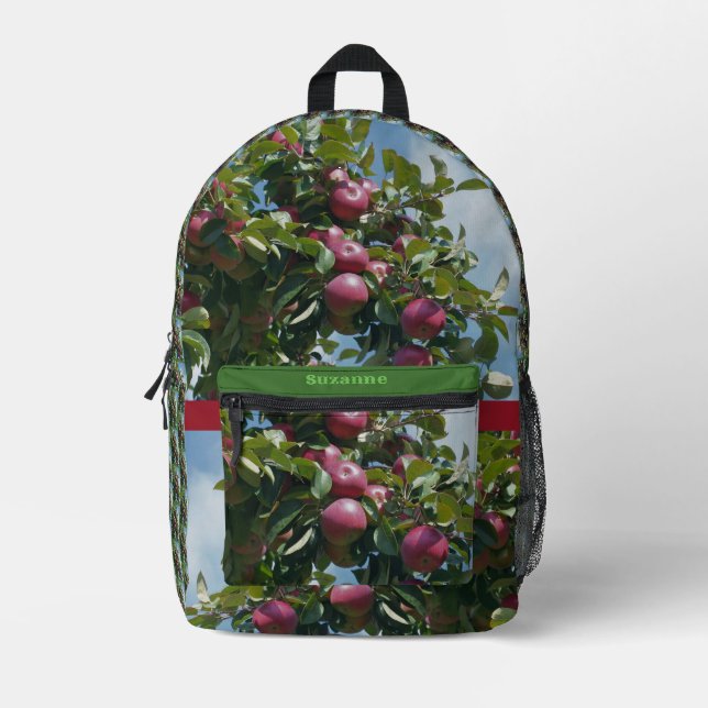 Red Apples On The Tree Country Personalised Printed Backpack (Front)