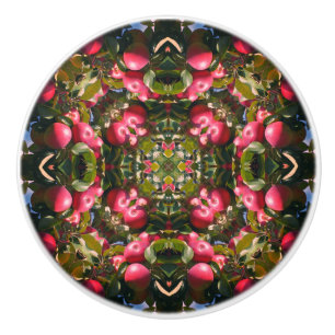 Red Apples On Tree Abstract Nature Art Ceramic Knob