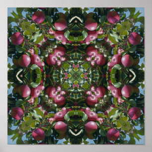 Red Apples On Tree Nature Art Abstract Poster