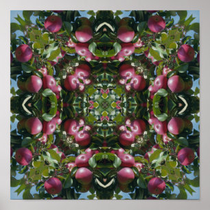 Red Apples On Tree Nature Art Poster