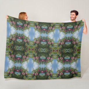 Red Apples On Tree Painting Abstract Fleece Blanket