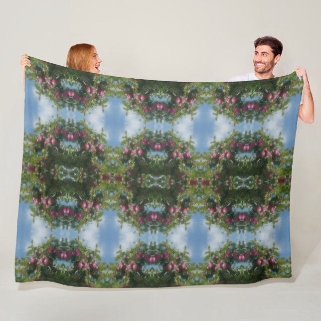 Red Apples On Tree Painting Abstract  Fleece Blanket (In Situ)