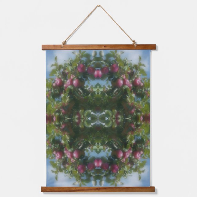 Red Apples On Tree Painting Abstract  Hanging Tapestry (Front)